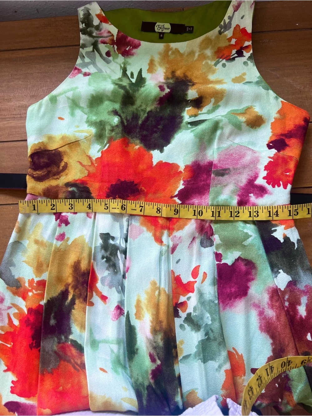 Anthropologie Eva Franco En Plein Air Floral  Pleated Dress Knee Length Size 8 - Picture 14 of 14
